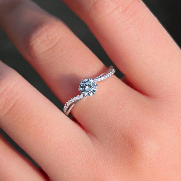 Hallmark Silver Sterling Round Cubic Zirconia Twist Engagement Promise Wedding Band Ring