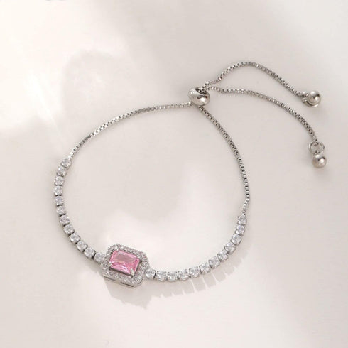 Hallmark Silver Crystal Pink American Diamond Bracelet