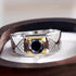 Hallmarked Two Tone Silver Ring With Black Diamond For Men