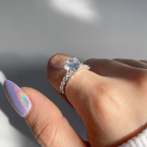 Hallmark Silver Plated Crystal Solitaire Ring