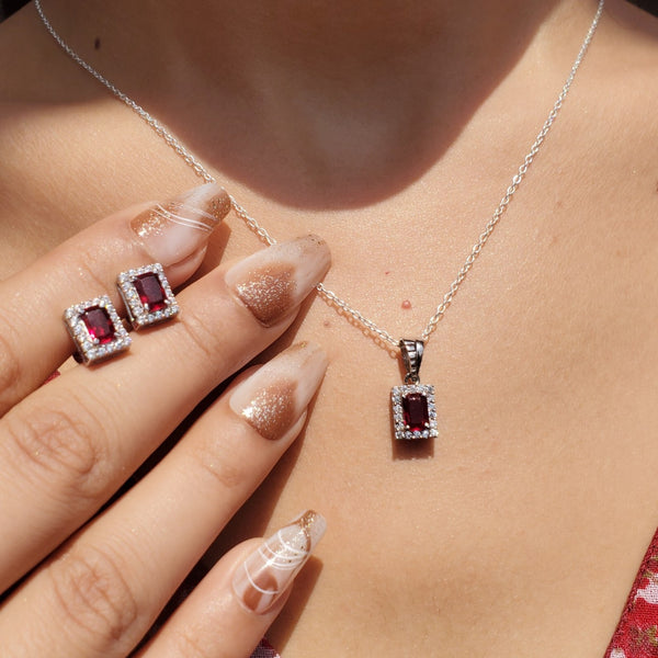 Zarkan Wine Treasure Box Silver Jewelry Set