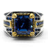 Hallmarked Vintage Silver Sapphire Stone Ring For Men