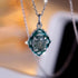 Hallmarked Silver Emerald Vintage Meena Pendant With Chain