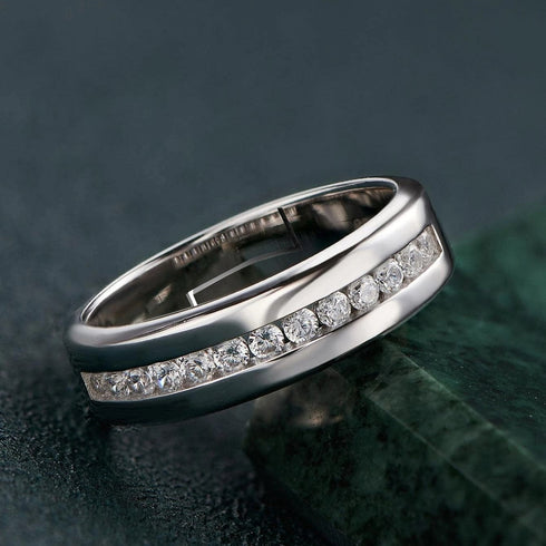 Hallmarked Silver Ring With Classic Diamond for Men