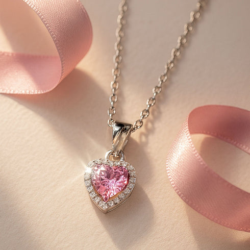 Zarkan 925 Hallmark Pink Power Diamond  Pure Silver Jewellery Set