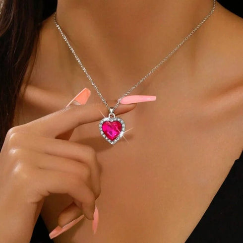 Hallmark Silver Pink Blush Heart Ring And Pendant Set