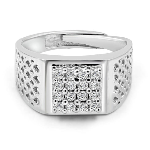 Zarkan 925 Silver American Diamond Ring For Men