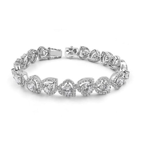 Zarkan 925 Silver Heart Link Bracelet