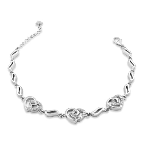 Zarkan 925 Silver Minimal Heart Link Bracelet