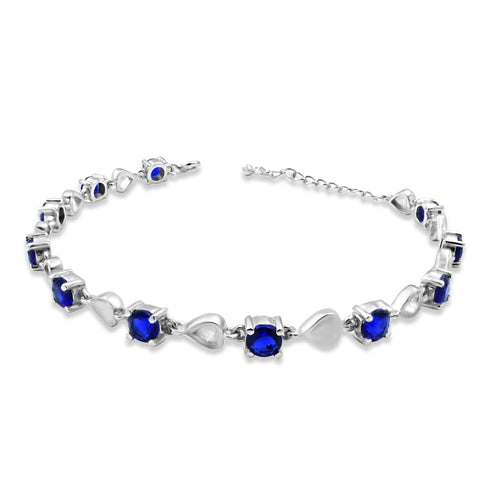 Zarkan 925 Silver Minimal Sapphires Bracelet