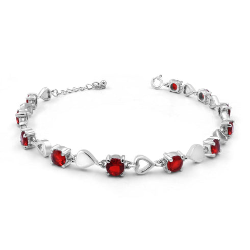 Zarkan 925 Silver Ruby Minimal Bracelet