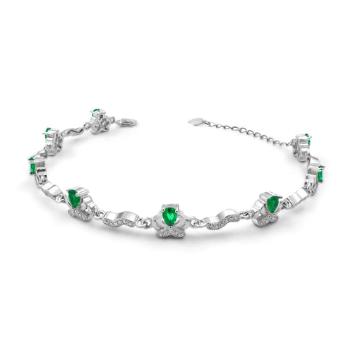 Zarkan 925 Silver Minimal Emerald Bracelet