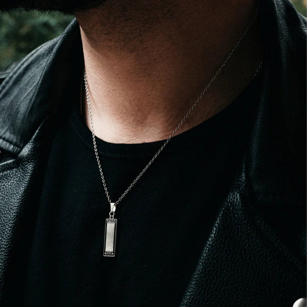 Hallmark Silver Monolith Men Pendant Cuban Chain