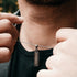 Hallmark Silver Monolith Men Pendant Cuban Chain