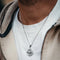 Hallmark Silver North Star Men Pendant Cuban Chain