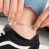 Hallmark Silver Gurmet Chain Round Sequin Pair Anklet