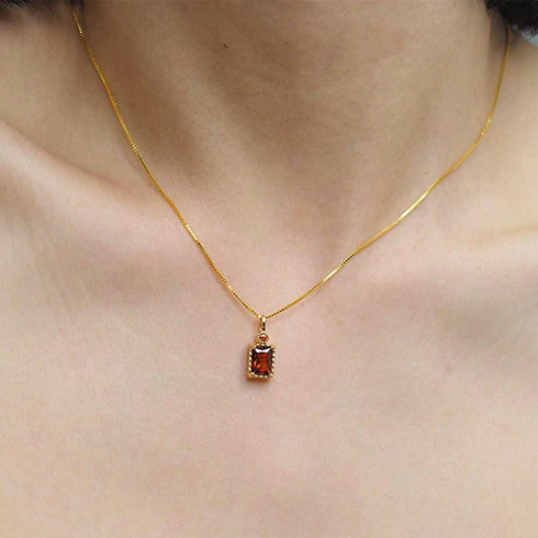 Hallmarked Silver Ruby Pendant With Chain - Gold Plated