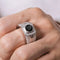 Hallmarked Silver Ring With Black Diamond For Men