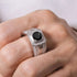 Hallmarked Silver Ring With Black Diamond For Men