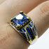 Hallmarked Vintage Silver Sapphire Stone Ring For Men