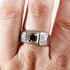 Hallmarked Two Tone Silver Ring With Black Diamond For Men