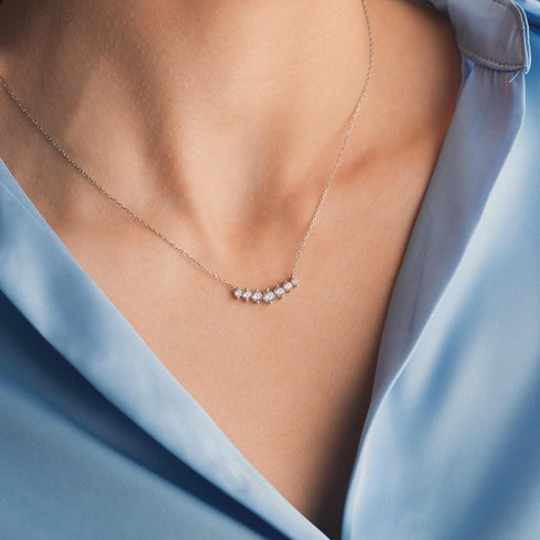 Hallmarked Silver Classic Diamond Pendant With Chain