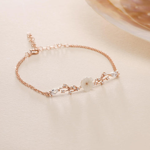 Hallmark Silver Rose Gold Spring Sparkling Magnolia Flower Bracelet