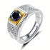 Hallmarked Two Tone Silver Ring With Black Diamond For Men