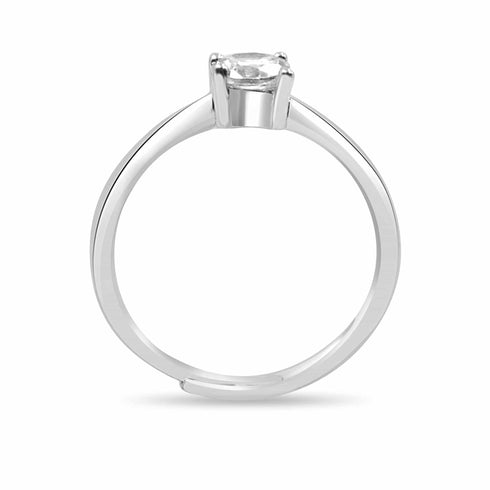 Zarkan 925 Silver Adjustable Solitaire Diamond Ring For Women
