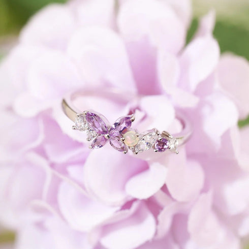 Hallmark Silver Monarch Butterfly Amethyst Ring