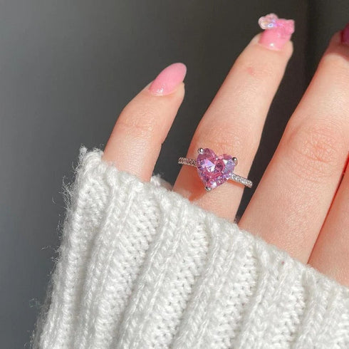 Hallmark Silver Pink Blush Heart Ring And Pendant Set