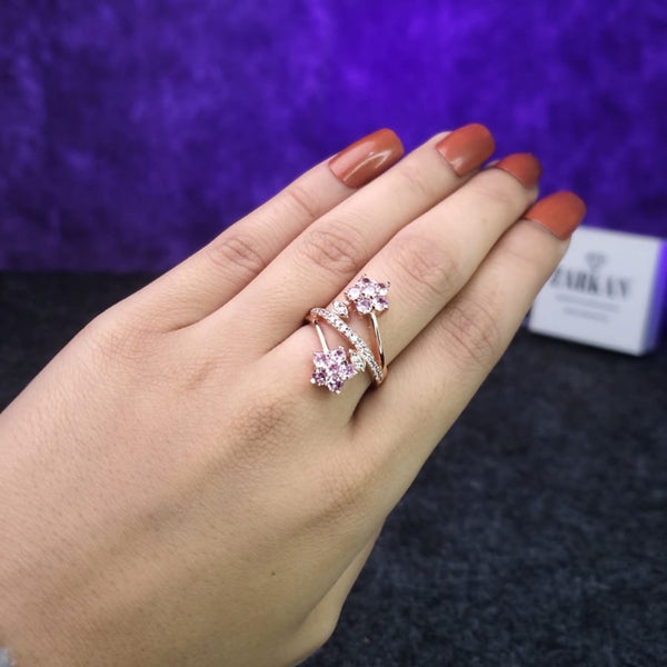 Hallmark Silver Rose Gold Flower Love Ring