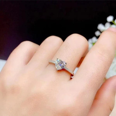 Hallmark Silver White Heart Cut Solitaire Ring And Pendant Set