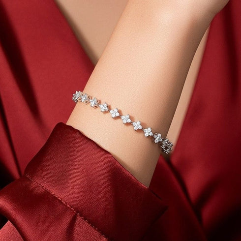 Hallmark Silver Natural Flower Tennis Bracelet