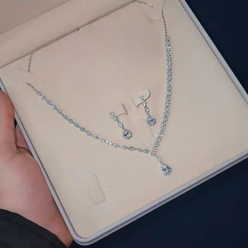 Hallmark Silver American Diamond Perfect For Wedding & Party Jewelry Set