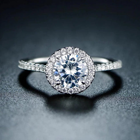 Hallmark Silver American Diamond Round Rays Ring And Pendant Set
