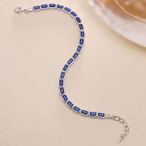 Hallmark Silver Blue Baguette Stone Waterway Bracelet