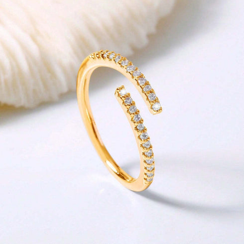 Hallmark Silver Nooxian Adjustable Minimalistic Gold Plated Ring For Women