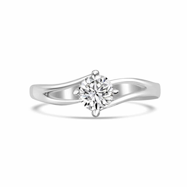Wave Minimal Solitaire Sterling Silver Ring