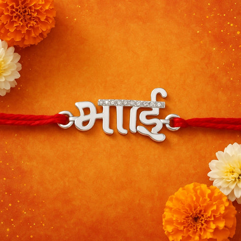 Zarkan Precious Silver Rakhi for Bhai With Roli Chawal