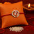 Zarkan Swastik Pure Silver Elegant Rakhi With Roli Chawal