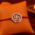 Zarkan Swastik Pure Silver Elegant Rakhi With Roli Chawal