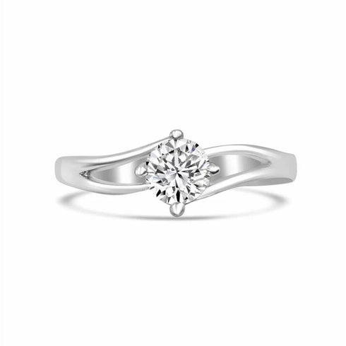 Wave Minimal Solitaire Sterling Silver Ring