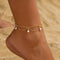 Hallmark Silver Bohemian Style Faux Pearl & Clover Decor Gold Plated Anklet For Women