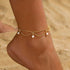 Hallmark Silver Bohemian Style Faux Pearl & Clover Decor Gold Plated Anklet For Women