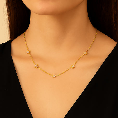 Zarkan Golden Star Sterling Silver Pendant Set
