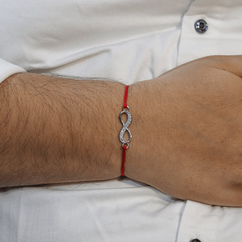 Zarkan Infinity Love Precious Silver Rakhi With Roli Chawal