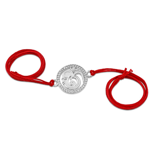 Zarkan OM Ganesha Pure Silver Rakhi With Roli Chawal
