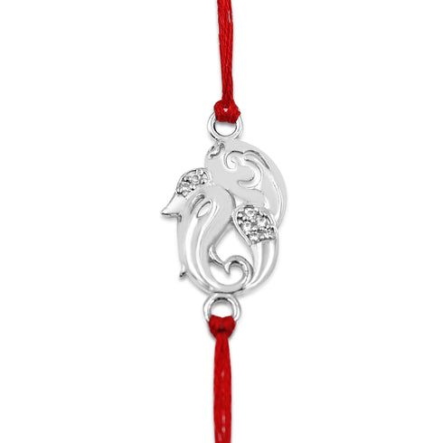 Zarkan Pure Silver Rakhi With Roli Chawal