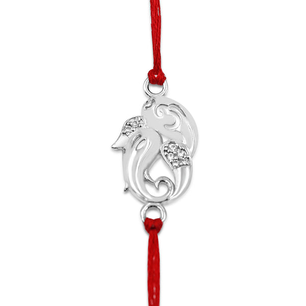 Zarkan Pure Silver Rakhi With Roli Chawal